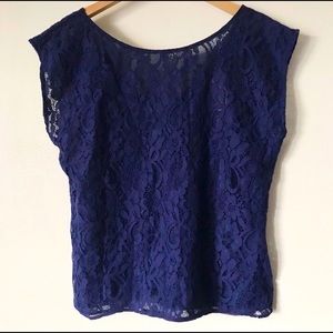 Express Floral Lace Low Back Blouse Top NWOT